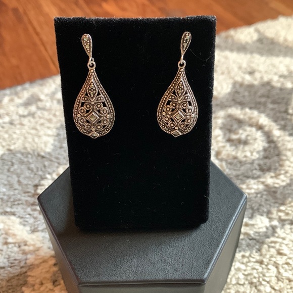 Sterling Silver Jewelry - Sterling Silver Marcasite Dangle Earrings